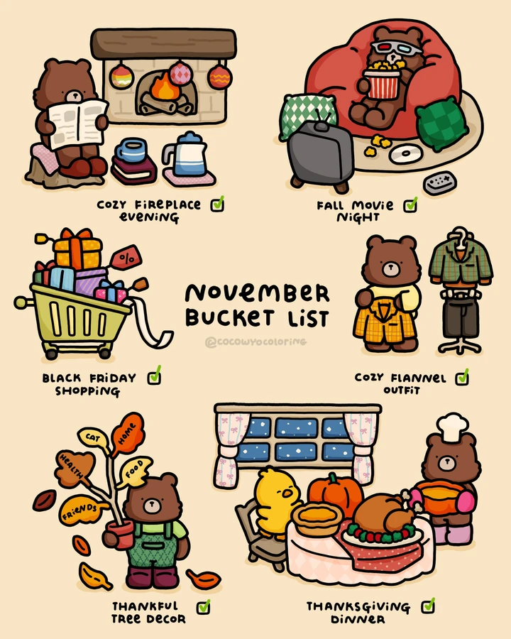 A November bucket list coloring freebie