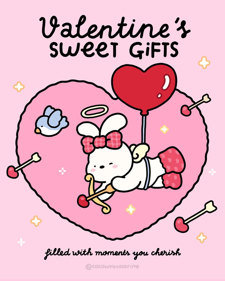 A Valentine sweet gift coloring freebie