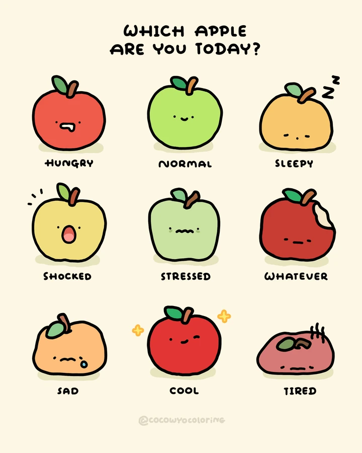 A playful apple mood freebie asking which apple are you today